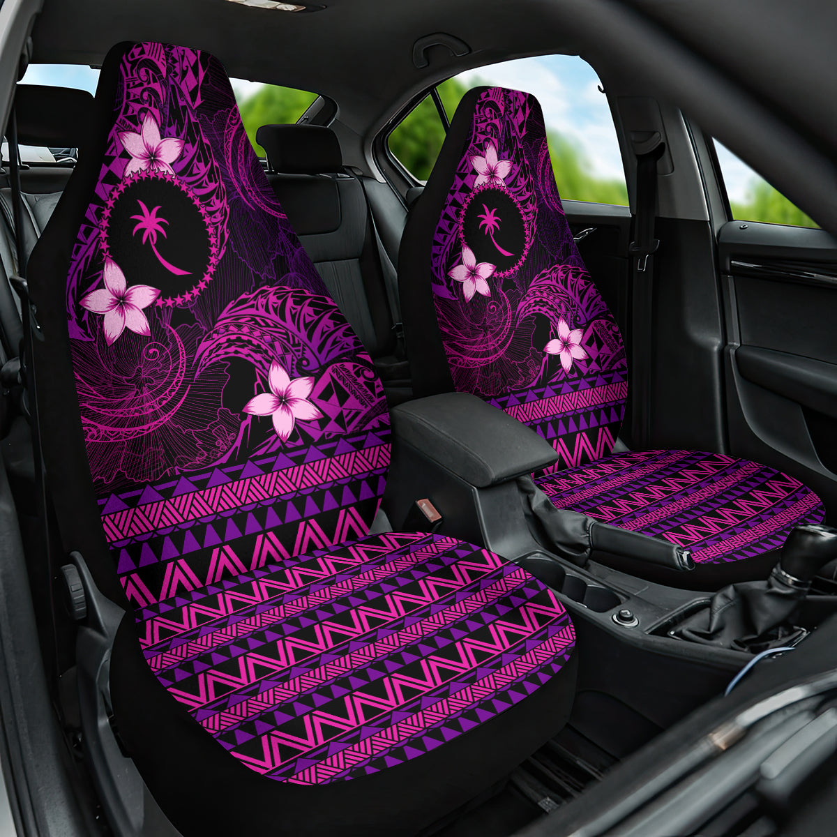 FSM Chuuk State Car Seat Cover Tribal Pattern Pink Version LT01 One Size Pink - Polynesian Pride