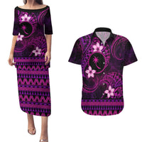 FSM Chuuk State Couples Matching Puletasi and Hawaiian Shirt Tribal Pattern Pink Version LT01 Pink - Polynesian Pride