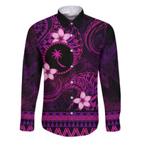 FSM Chuuk State Family Matching Short Sleeve Bodycon Dress and Hawaiian Shirt Tribal Pattern Pink Version LT01 Dad's Shirt - Long Sleeve Pink - Polynesian Pride