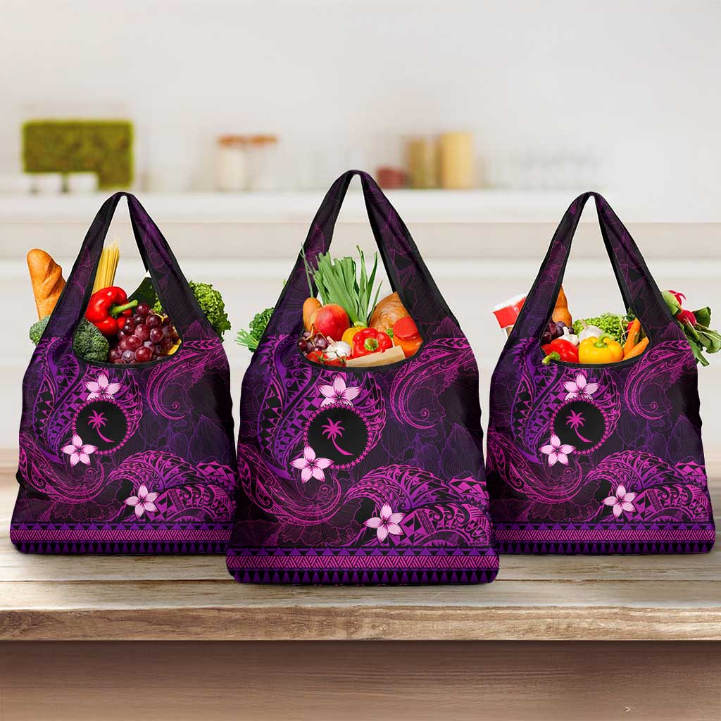 FSM Chuuk State Grocery Bag Tribal Pattern Pink Version LT01 3-pack One Size Pink - Polynesian Pride