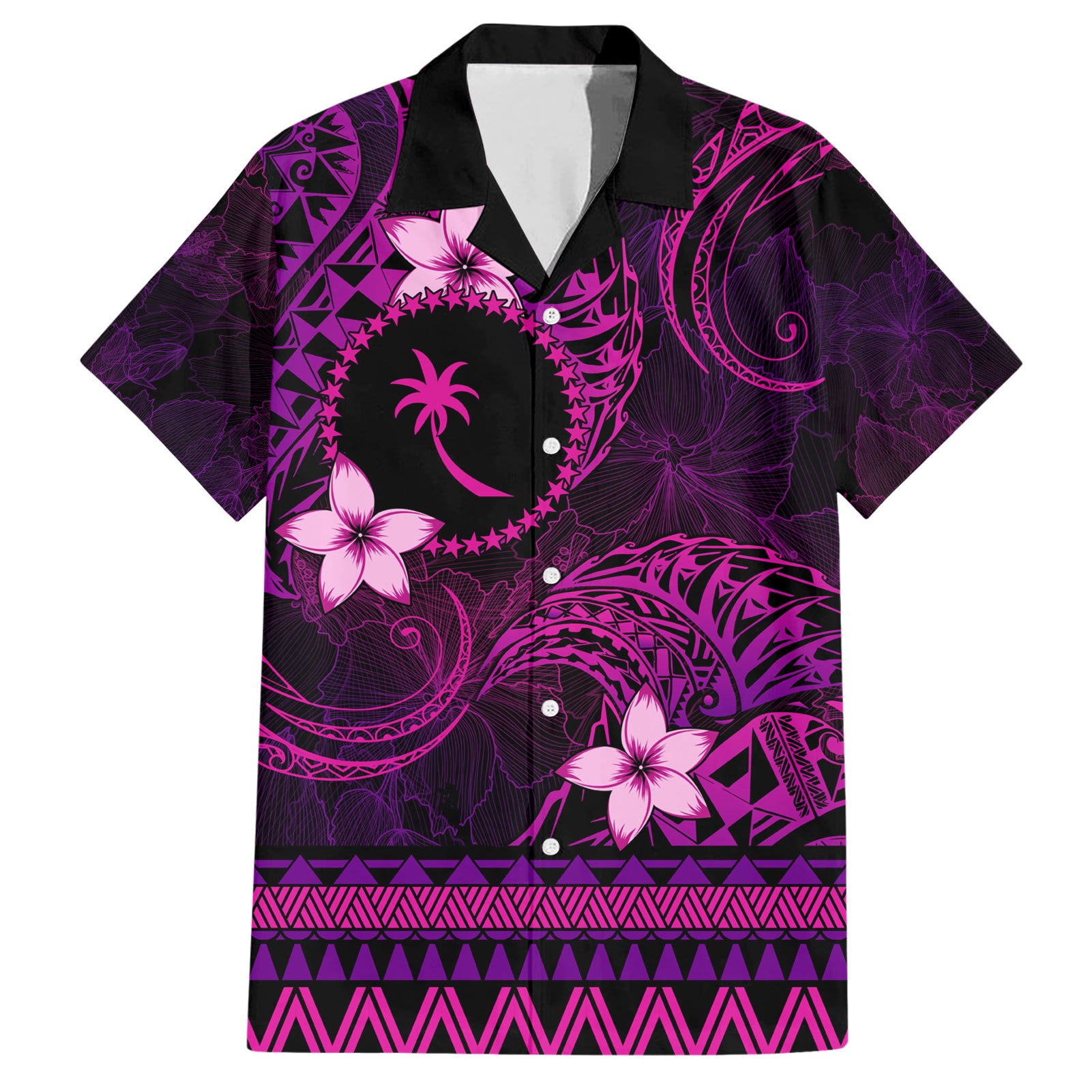 FSM Chuuk State Hawaiian Shirt Tribal Pattern Pink Version LT01 Pink - Polynesian Pride