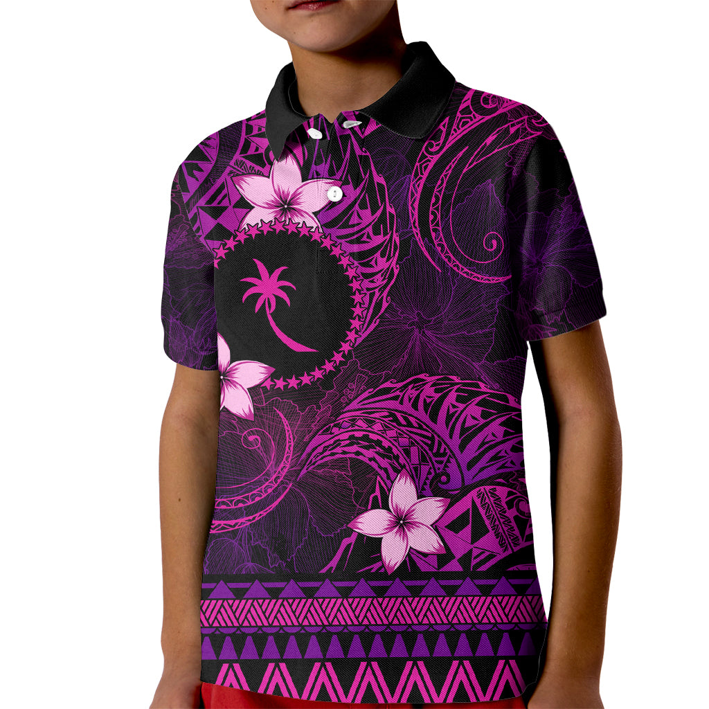 FSM Chuuk State Kid Polo Shirt Tribal Pattern Pink Version LT01 Kid Pink - Polynesian Pride