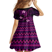 FSM Chuuk State Kid Short Sleeve Dress Tribal Pattern Pink Version LT01 - Polynesian Pride