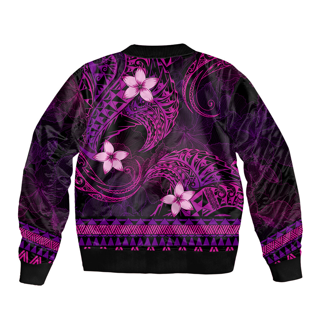 FSM Chuuk State Sleeve Zip Bomber Jacket Tribal Pattern Pink Version LT01 - Polynesian Pride