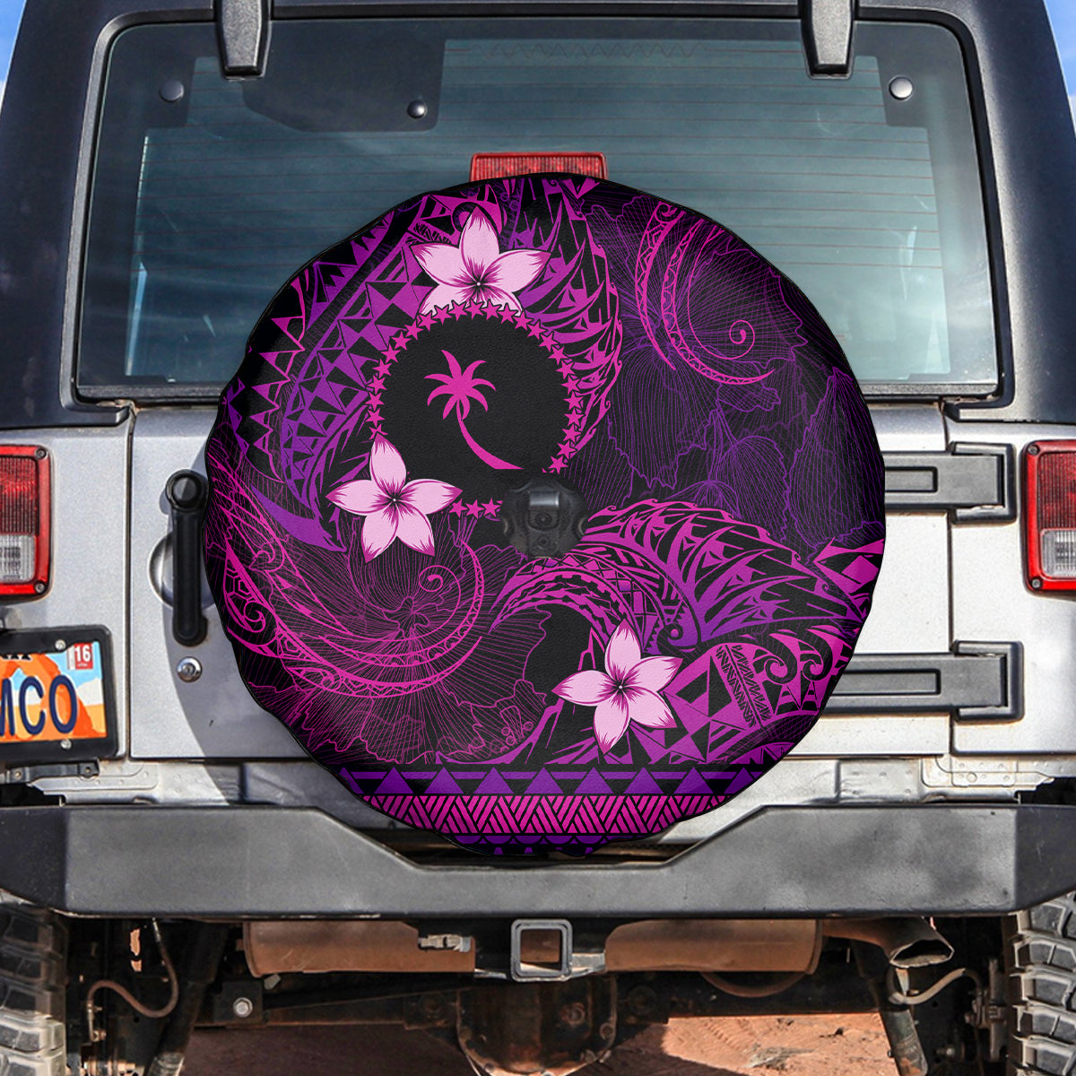 FSM Chuuk State Spare Tire Cover Tribal Pattern Pink Version LT01 Pink - Polynesian Pride