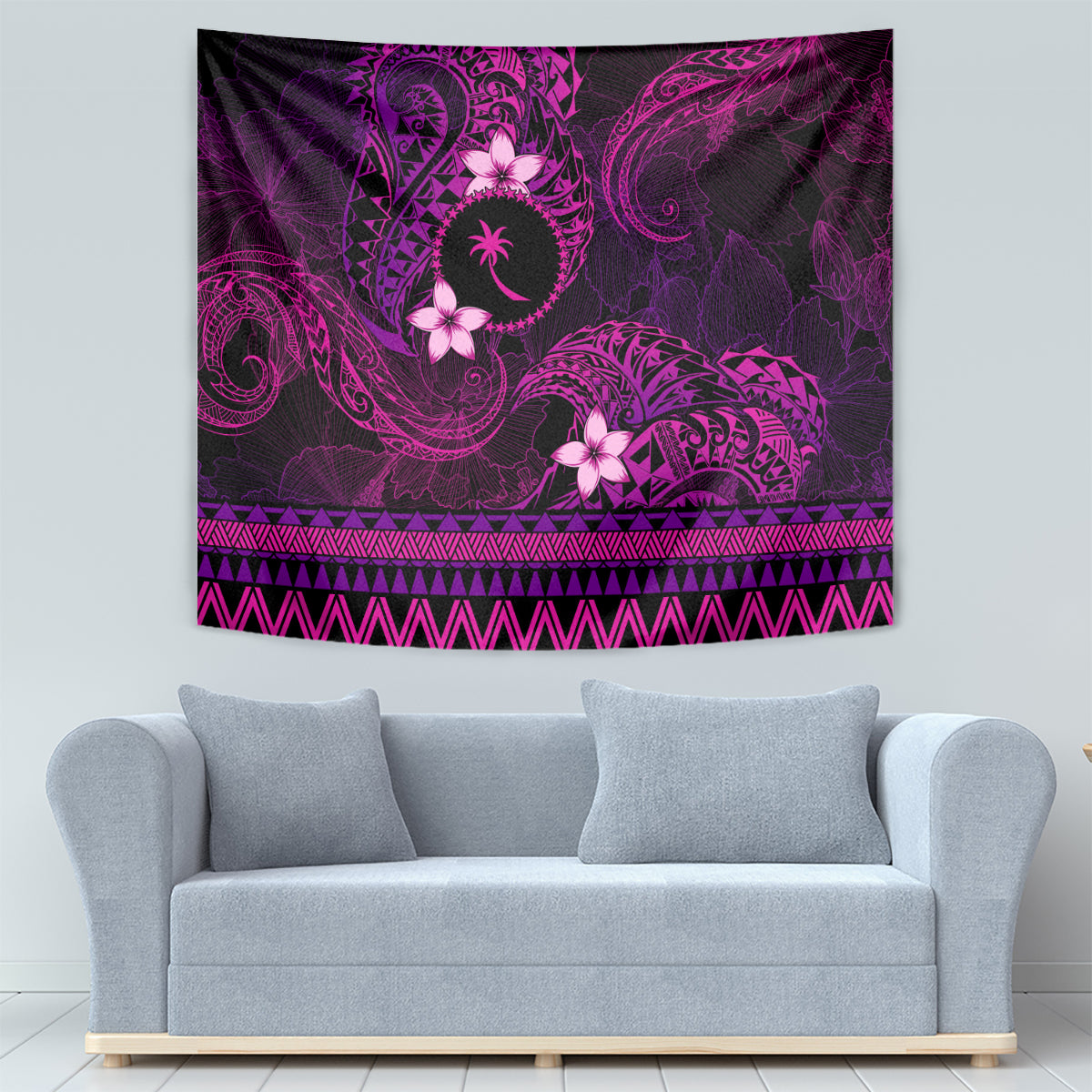 FSM Chuuk State Tapestry Tribal Pattern Pink Version LT01 - Polynesian Pride