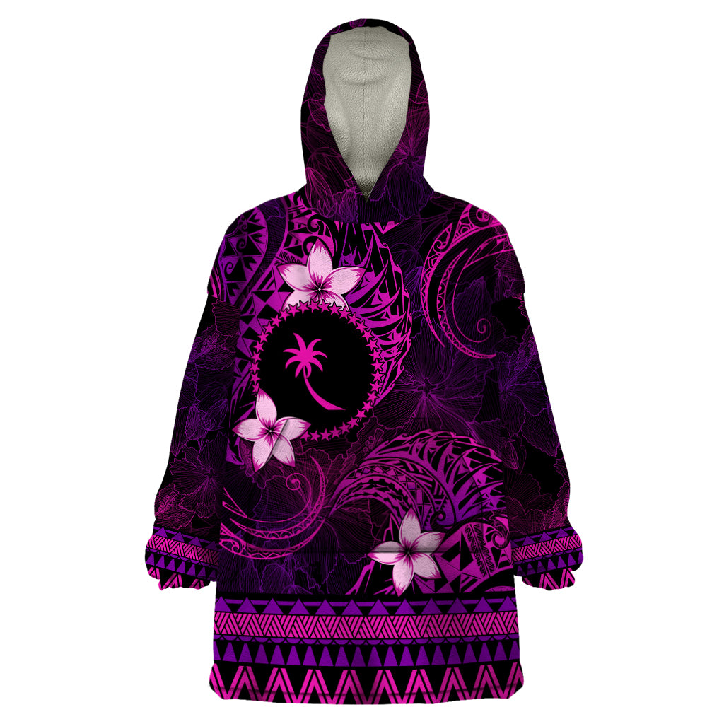 FSM Chuuk State Wearable Blanket Hoodie Tribal Pattern Pink Version LT01 One Size Pink - Polynesian Pride