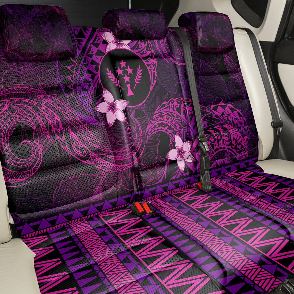 FSM Kosrae State Back Car Seat Cover Tribal Pattern Pink Version LT01