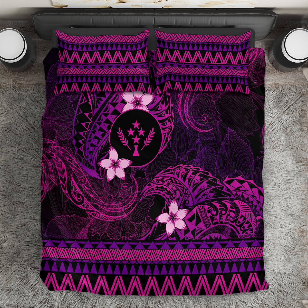 FSM Kosrae State Bedding Set Tribal Pattern Pink Version LT01 Pink - Polynesian Pride