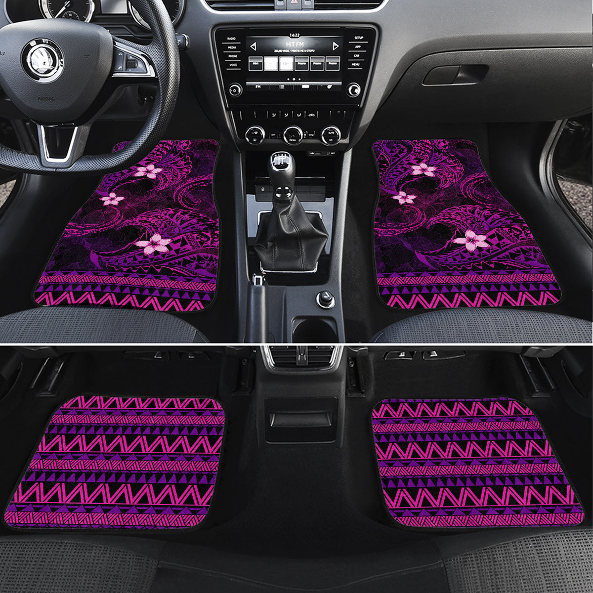 FSM Kosrae State Car Mats Tribal Pattern Pink Version LT01 Pink - Polynesian Pride