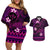 FSM Kosrae State Couples Matching Off Shoulder Short Dress and Hawaiian Shirt Tribal Pattern Pink Version LT01 Pink - Polynesian Pride