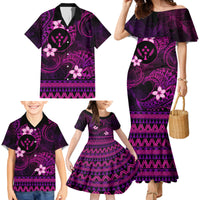 FSM Kosrae State Family Matching Mermaid Dress and Hawaiian Shirt Tribal Pattern Pink Version LT01 - Polynesian Pride