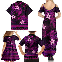 FSM Kosrae State Family Matching Summer Maxi Dress and Hawaiian Shirt Tribal Pattern Pink Version LT01 - Polynesian Pride