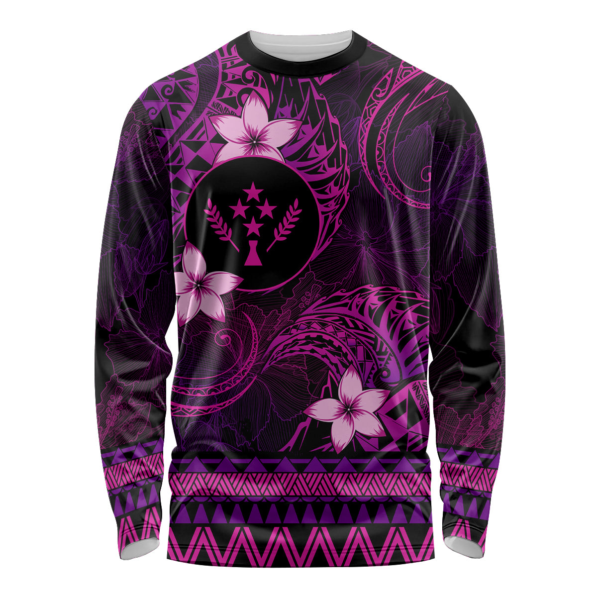 FSM Kosrae State Long Sleeve Shirt Tribal Pattern Pink Version LT01 Unisex Pink - Polynesian Pride