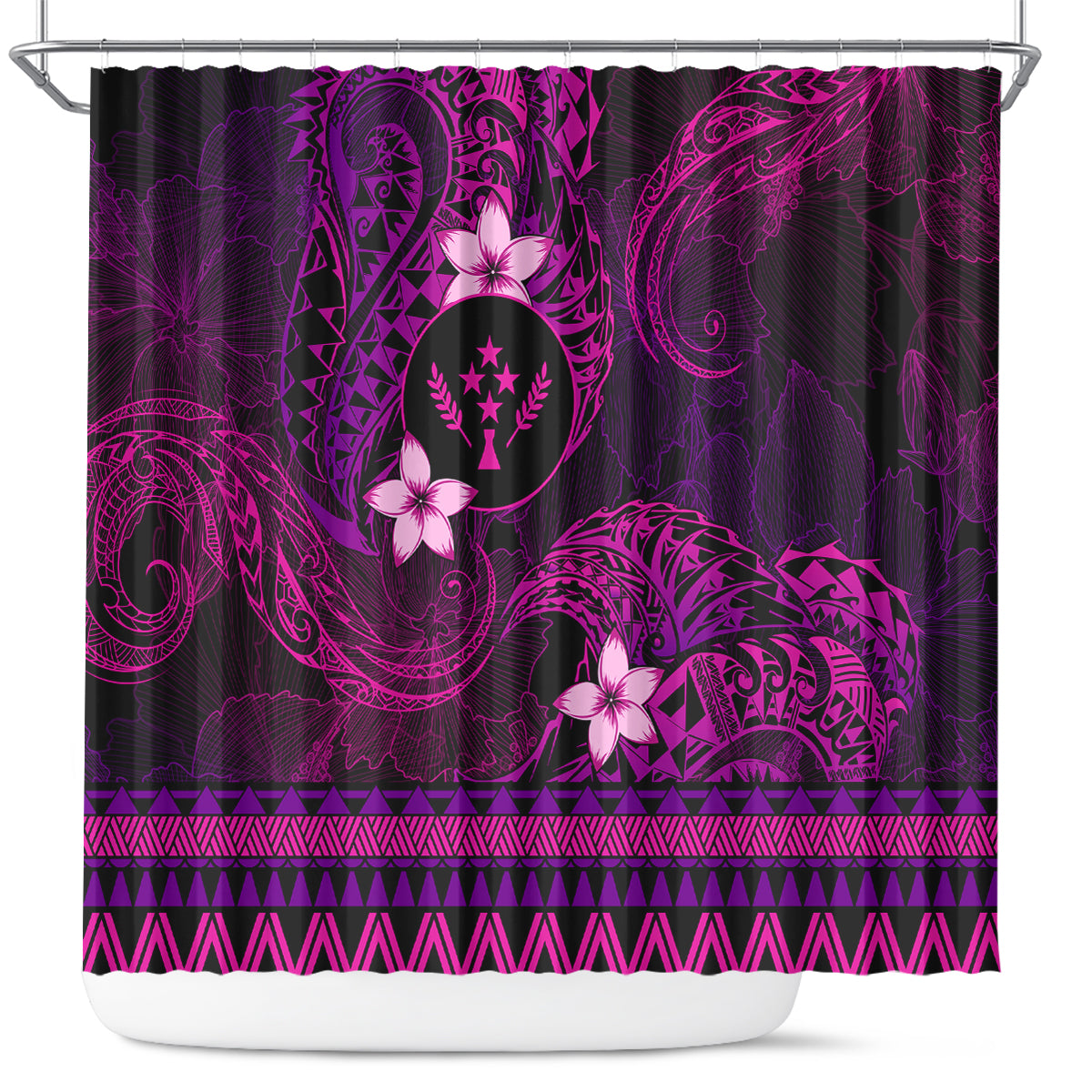 FSM Kosrae State Shower Curtain Tribal Pattern Pink Version LT01 Pink - Polynesian Pride