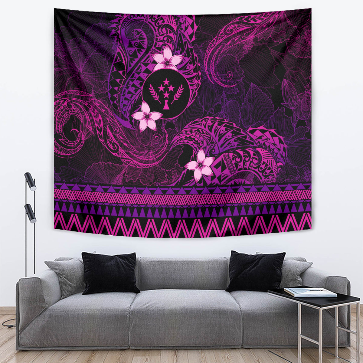 FSM Kosrae State Tapestry Tribal Pattern Pink Version LT01 Pink - Polynesian Pride
