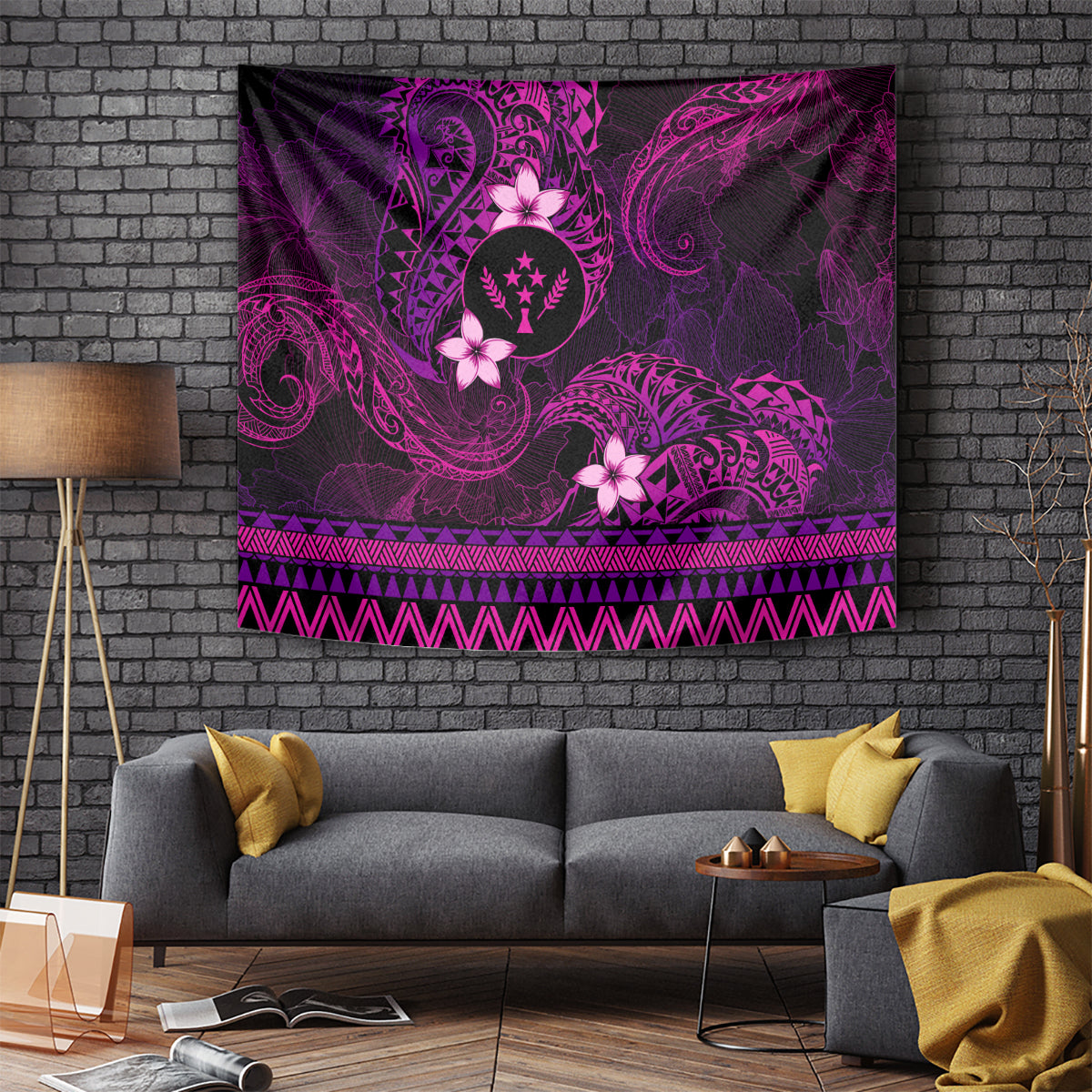 FSM Kosrae State Tapestry Tribal Pattern Pink Version LT01 - Polynesian Pride