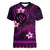 FSM Kosrae State Women V Neck T Shirt Tribal Pattern Pink Version LT01 Female Pink - Polynesian Pride