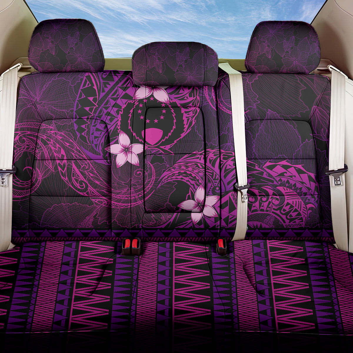 FSM Pohnpei State Back Car Seat Cover Tribal Pattern Pink Version LT01