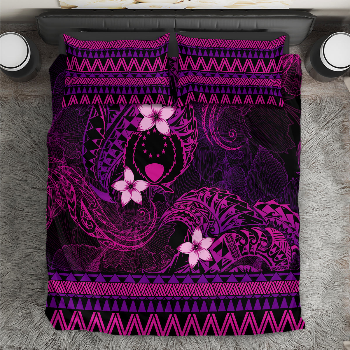 FSM Pohnpei State Bedding Set Tribal Pattern Pink Version LT01 Pink - Polynesian Pride