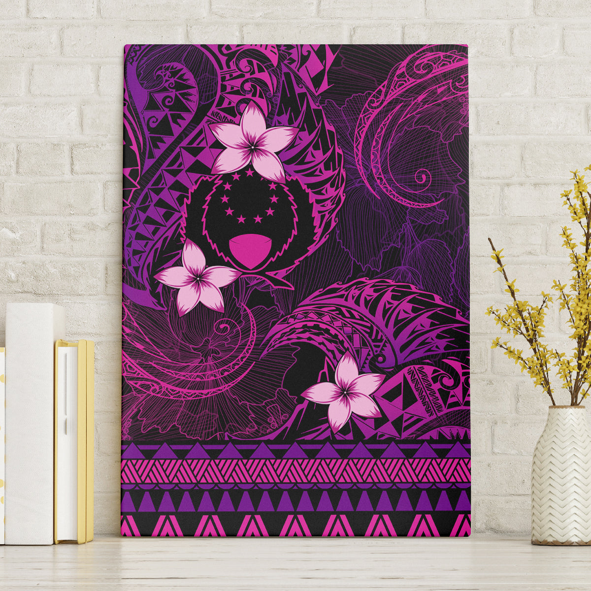 FSM Pohnpei State Canvas Wall Art Tribal Pattern Pink Version LT01 Pink - Polynesian Pride