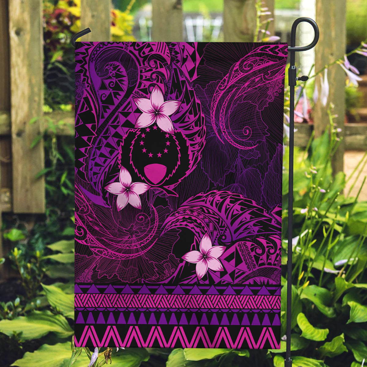 FSM Pohnpei State Garden Flag Tribal Pattern Pink Version LT01 Garden Flag Pink - Polynesian Pride