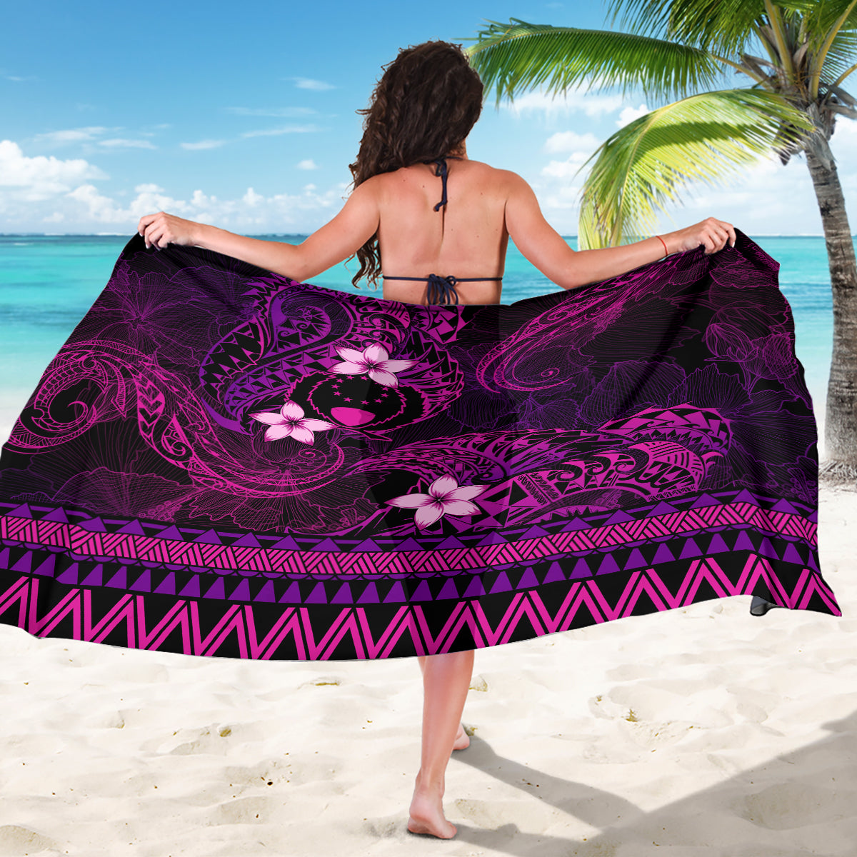 FSM Pohnpei State Sarong Tribal Pattern Pink Version LT01 - Polynesian Pride