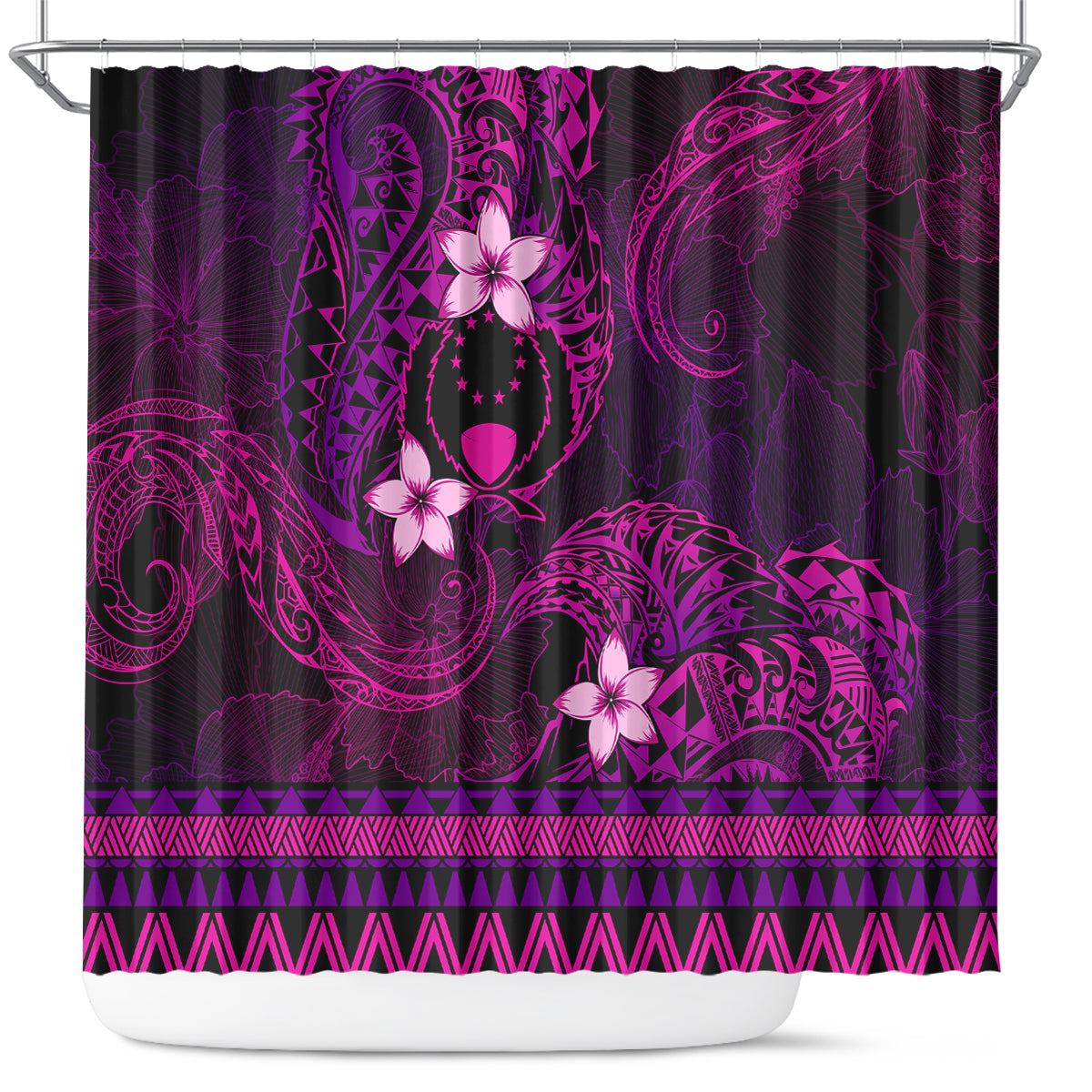 FSM Pohnpei State Shower Curtain Tribal Pattern Pink Version LT01 Pink - Polynesian Pride