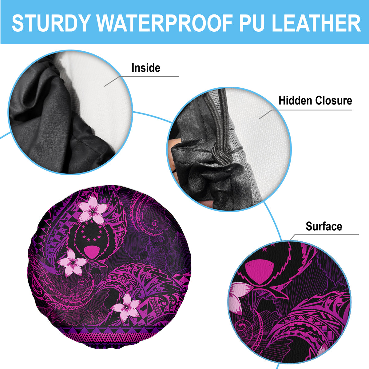 FSM Pohnpei State Spare Tire Cover Tribal Pattern Pink Version LT01 - Polynesian Pride