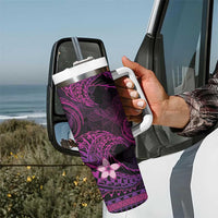 FSM Pohnpei State Tumbler With Handle Tribal Pattern Pink Version