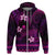 FSM Pohnpei State Zip Hoodie Tribal Pattern Pink Version LT01 Zip Hoodie Pink - Polynesian Pride