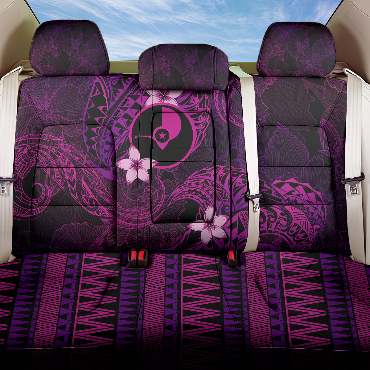 FSM Yap State Back Car Seat Cover Tribal Pattern Pink Version LT01 One Size Pink - Polynesian Pride