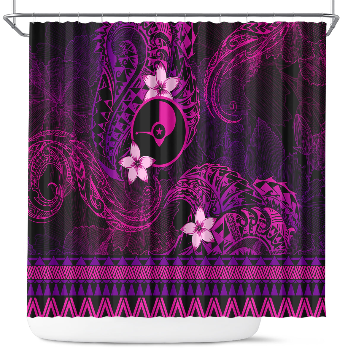 FSM Yap State Shower Curtain Tribal Pattern Pink Version LT01 Pink - Polynesian Pride