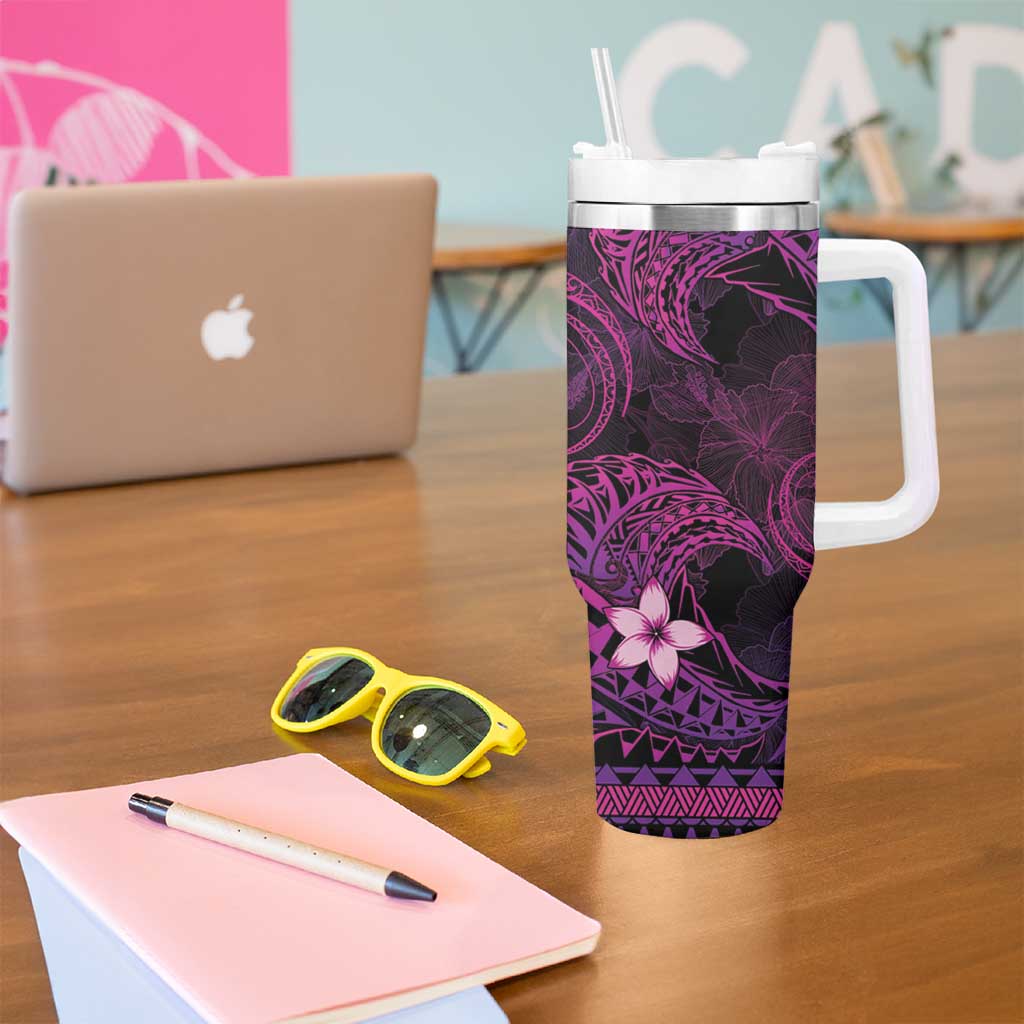 FSM Yap State Tumbler With Handle Tribal Pattern Pink Version