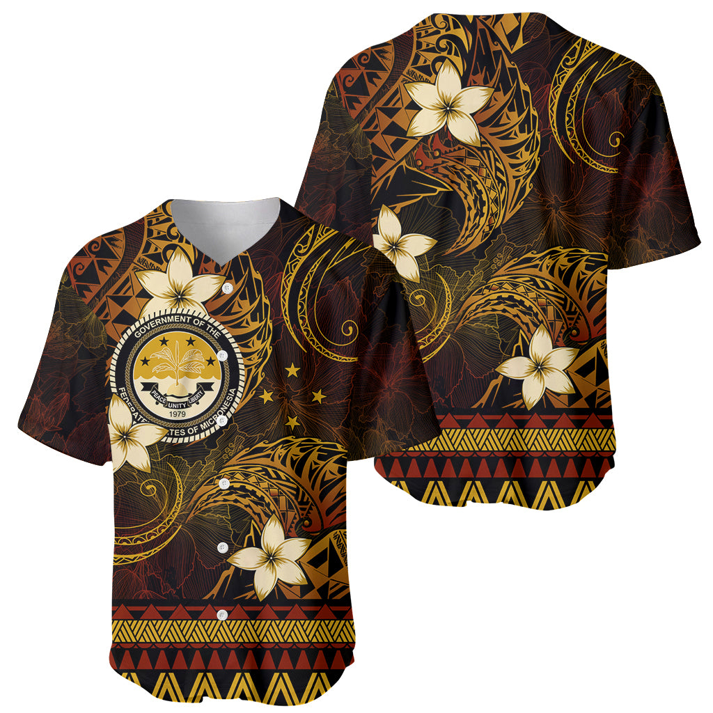 FSM Culture Day Baseball Jersey Tribal Pattern Gold Version LT01 - Polynesian Pride