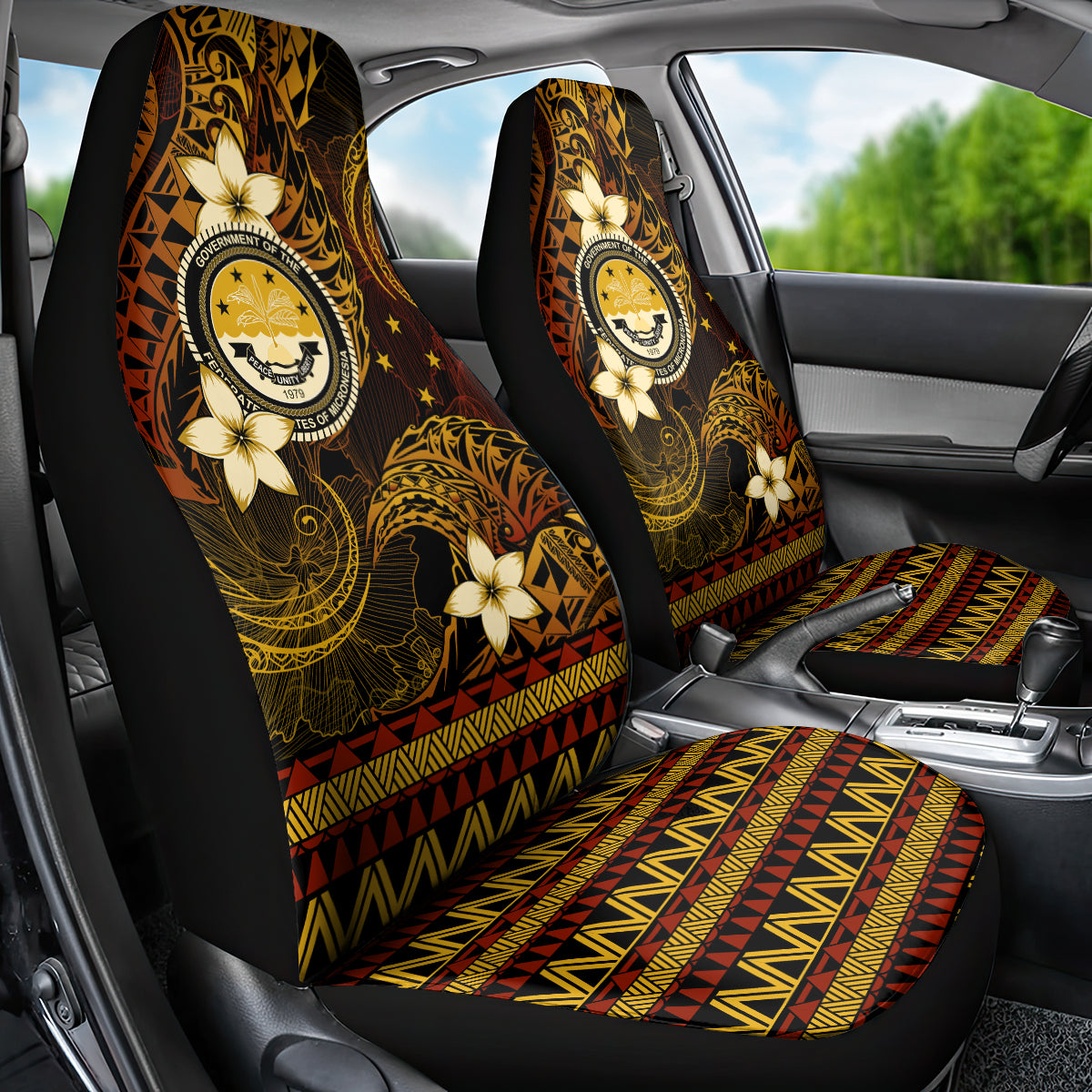 FSM Culture Day Car Seat Cover Tribal Pattern Gold Version LT01 - Polynesian Pride