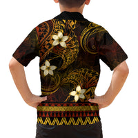FSM Culture Day Family Matching Off Shoulder Short Dress and Hawaiian Shirt Tribal Pattern Gold Version LT01 - Polynesian Pride