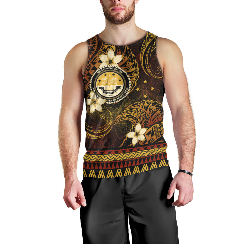 FSM Culture Day Men Tank Top Tribal Pattern Gold Version LT01 - Polynesian Pride