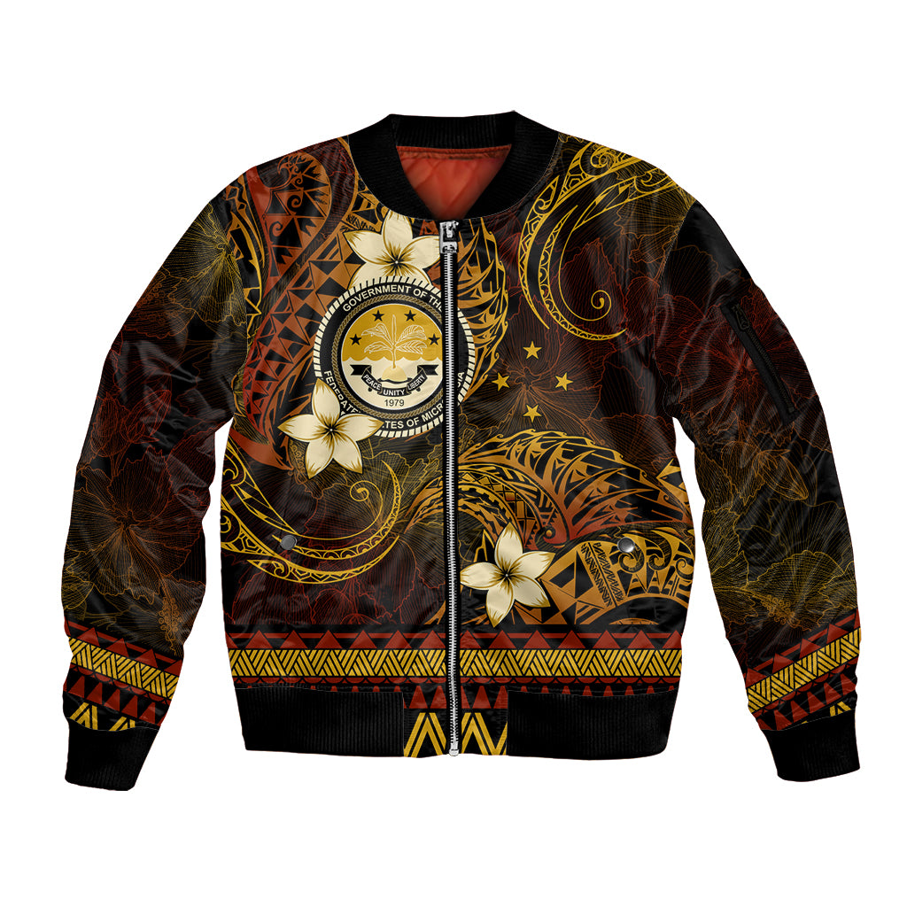 FSM Culture Day Sleeve Zip Bomber Jacket Tribal Pattern Gold Version LT01 Unisex Gold - Polynesian Pride