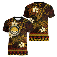FSM Culture Day Women V Neck T Shirt Tribal Pattern Gold Version LT01 - Polynesian Pride