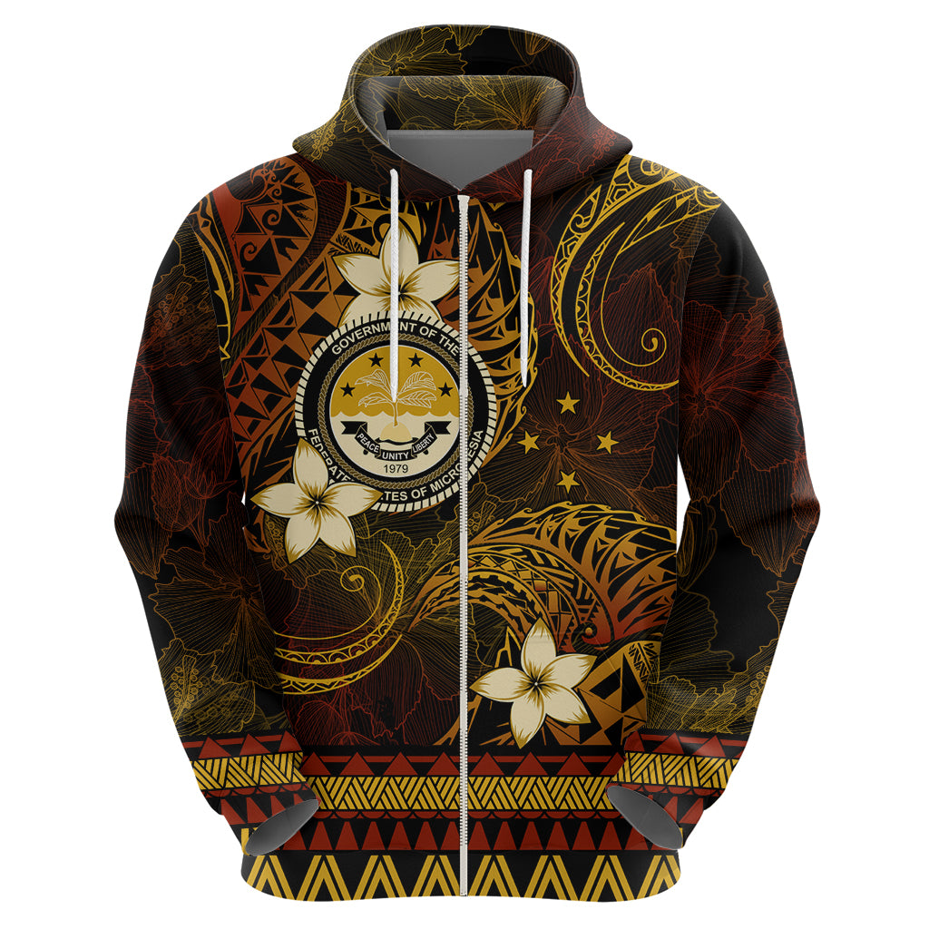 FSM Culture Day Zip Hoodie Tribal Pattern Gold Version LT01 - Polynesian Pride