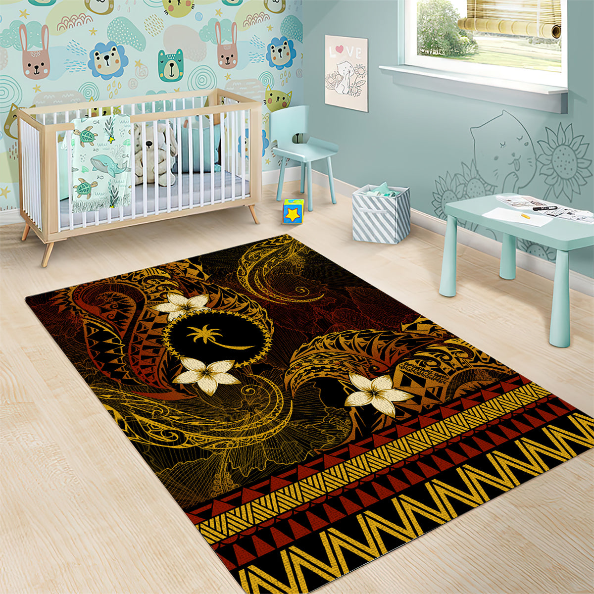 FSM Chuuk State Area Rug Tribal Pattern Gold Version LT01 - Polynesian Pride