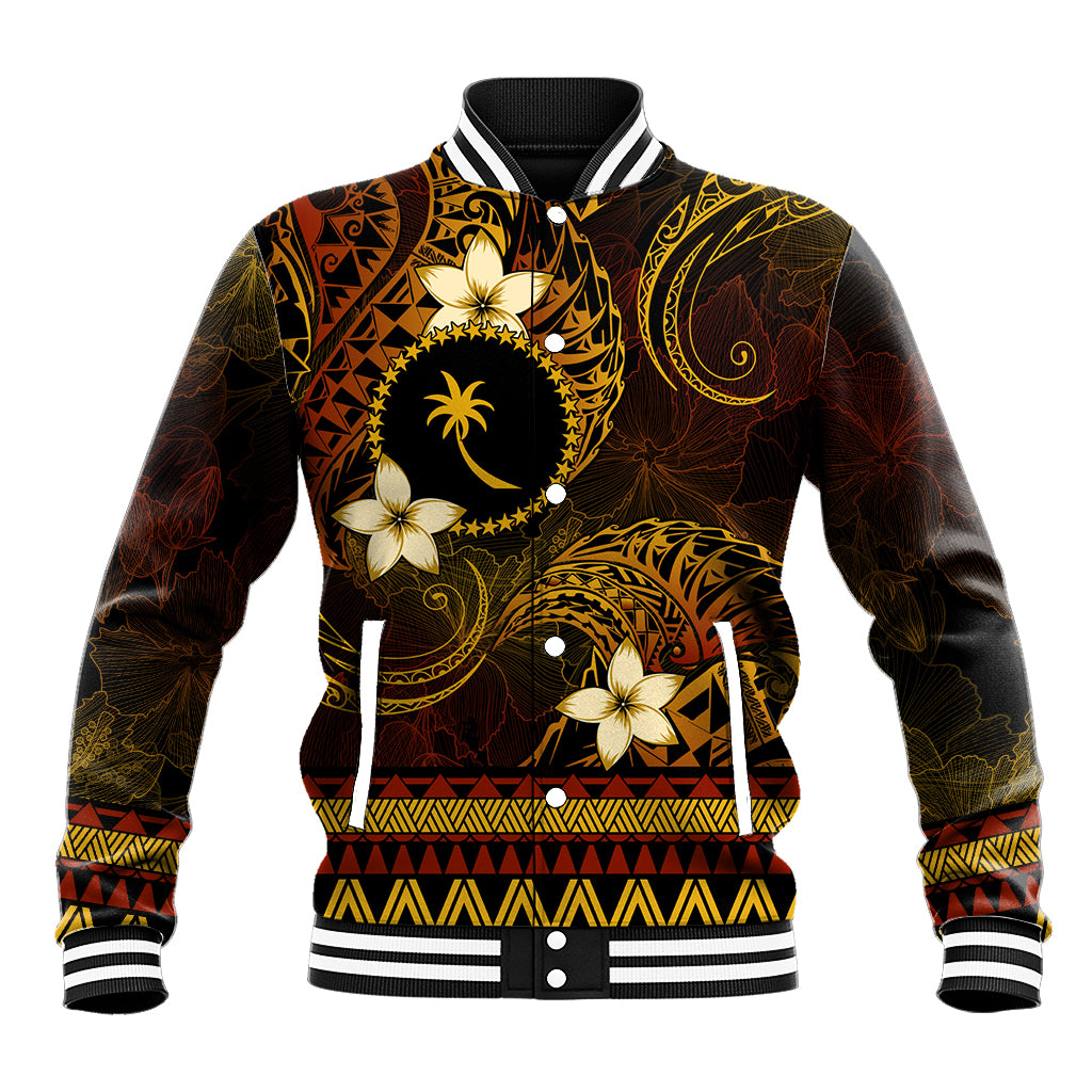 FSM Chuuk State Baseball Jacket Tribal Pattern Gold Version LT01 Unisex Gold - Polynesian Pride