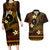 FSM Chuuk State Couples Matching Long Sleeve Bodycon Dress and Hawaiian Shirt Tribal Pattern Gold Version LT01 Gold - Polynesian Pride