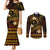 FSM Chuuk State Couples Matching Mermaid Dress and Long Sleeve Button Shirt Tribal Pattern Gold Version LT01 Gold - Polynesian Pride