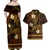 FSM Chuuk State Couples Matching Off Shoulder Maxi Dress and Hawaiian Shirt Tribal Pattern Gold Version LT01 - Polynesian Pride