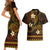 FSM Chuuk State Couples Matching Short Sleeve Bodycon Dress and Hawaiian Shirt Tribal Pattern Gold Version LT01 - Polynesian Pride