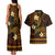 FSM Chuuk State Couples Matching Tank Maxi Dress and Hawaiian Shirt Tribal Pattern Gold Version LT01 - Polynesian Pride