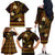 FSM Chuuk State Family Matching Off Shoulder Long Sleeve Dress and Hawaiian Shirt Tribal Pattern Gold Version LT01 - Polynesian Pride