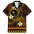 FSM Chuuk State Family Matching Off Shoulder Long Sleeve Dress and Hawaiian Shirt Tribal Pattern Gold Version LT01 Dad's Shirt - Short Sleeve Gold - Polynesian Pride